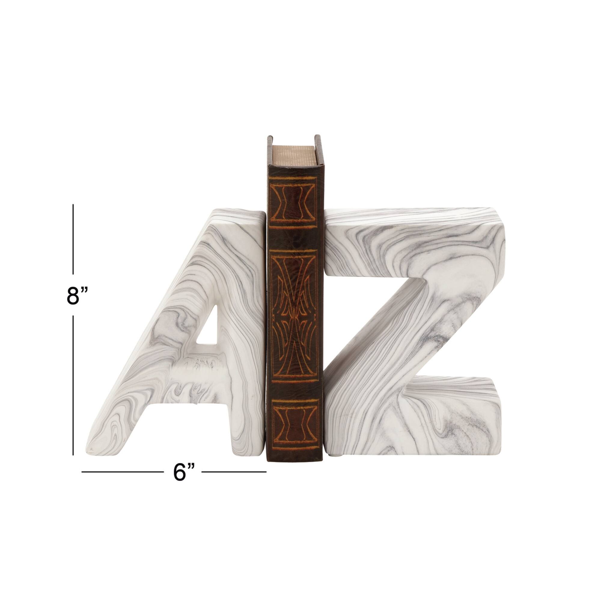 CosmoLiving by 8" Cosmopolitan Contemporary A & Z Dolomite Bookend Set